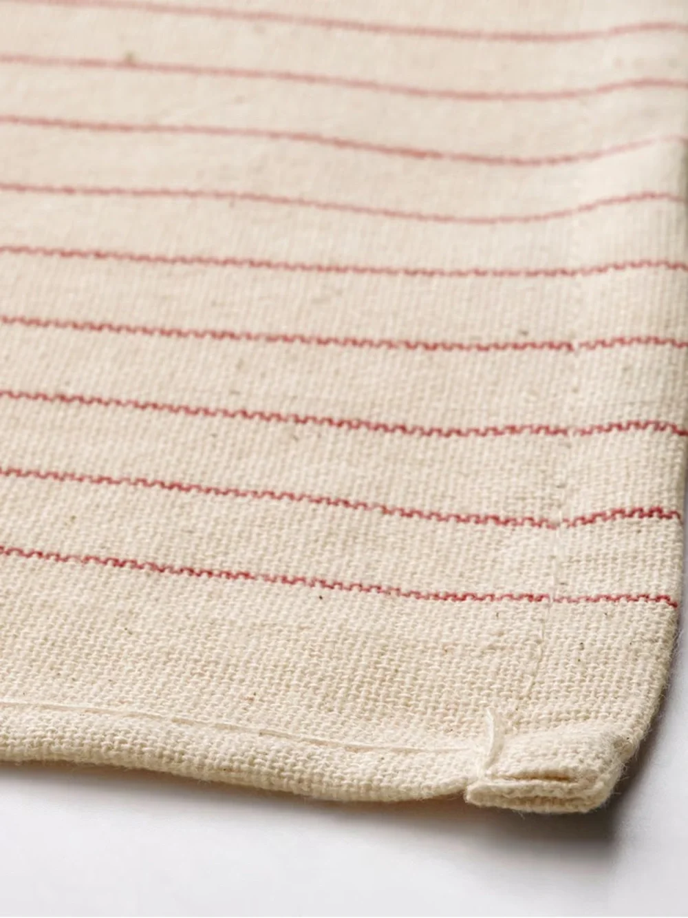 Red & Natural Stripe Tablecloth with (4) Napkins